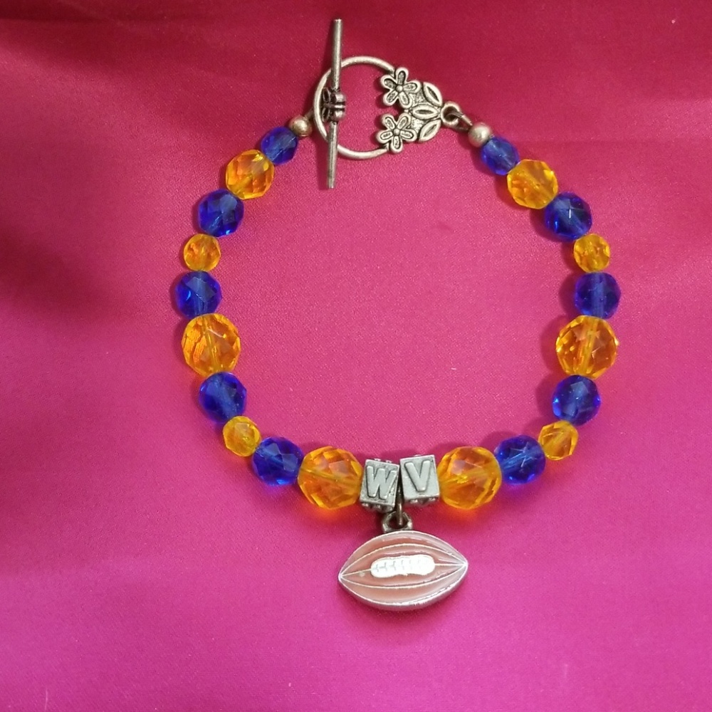 Handmade WVU football bracelet